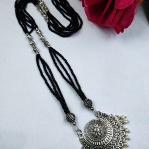 Traditional Mangal Sutra Necklace | Flower Design Best Oxidized Jewelry For Women