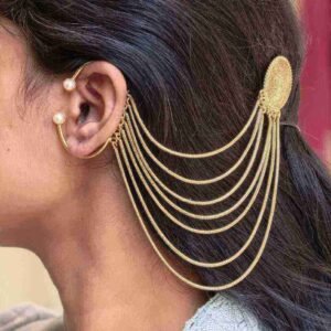 Gold Plated Chain Kashmiri Earcuff Attractive Traditional Jewelry