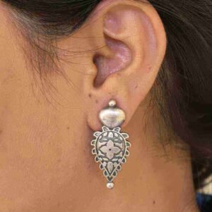 Silver Floral Art Studs Earrings for Women Designer Appeal