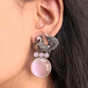 Peacock Stone Earrings Stunning Elegant Design for Graceful Traditional Look