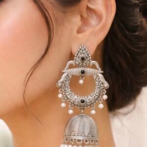 Silver Jhumka Earring Gorgeous Traditional Design with Elegant Shine Jewelry For Women