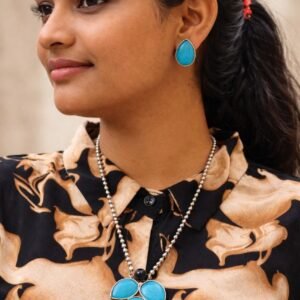 Silver Drop Necklace Set Premium Design for Traditional Look
