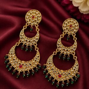 Gold Plated Earring Charming Design for Stone And Pearl Work Detailing
