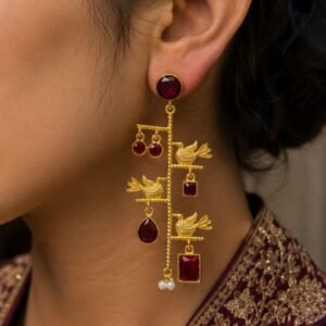 Unique Gold Plated Bird Earring Design for Fashion Jewelry