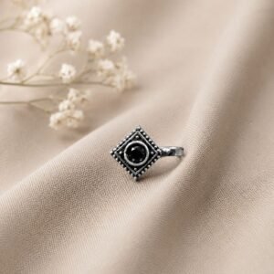 Silver Square Nose Pin Geometric Design for Stylish Traditional Wear