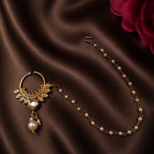 Traditional Gold Nath Ethnic Nose Ring for Weddings & Bridal Look