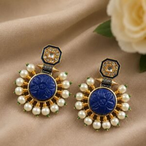 Antique Gold Kundan Earrings Vintage Ethnic Jewelry for Weddings & Festive Wear