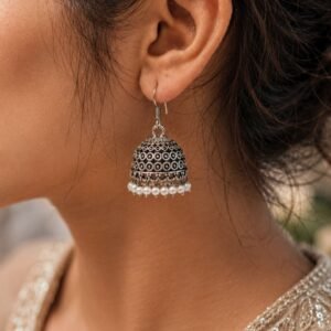 Oxidized Silver Jhumka Traditional Design for Beautiful Ethnic Fashion Look