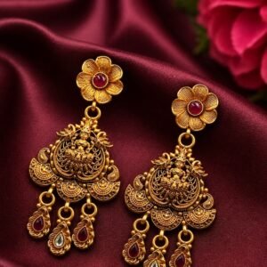 Golden Durga Maa Earring Divine Jewelry for Temple & Festivals Wear