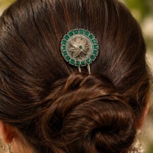 Floral Silver Hair Accessories Traditional Hair Jewelry for Weddings, Festivals & Party Look