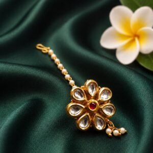 Flower Gold Maang Tikka Bridal Jewelry for Stylish Look