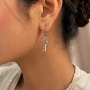 Oxidised key Style Earrings | German Silver Best Hook Earring For Girls