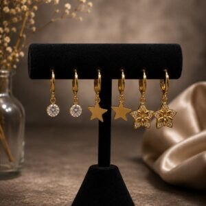Beautiful Anti Tarnish Earrings Set Trendy Gold Plated Earrings for Traditional Look