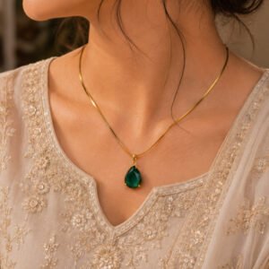 Anti Tarnish Drop Necklace Premium Gold Plated Necklace for Women