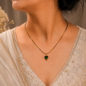 Anti Tarnish Heart Chain Pendant Premium Gold Plated Necklace for Women