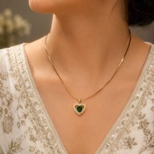Anti Tarnish Golden Heart Necklace Premium Gold Plated Necklace for Women