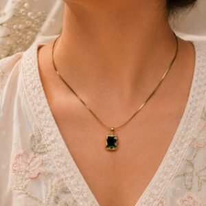 Anti Tarnish Square Necklace Premium Gold Plated Necklace for Women