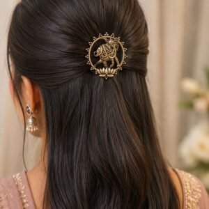 Silver Elephant Hair Accessories Traditional Oxidized Hair Pin for Stylish Look
