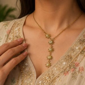 Anti Tarnish Floral Necklace Premium Gold Plated Necklace for Stylish Look