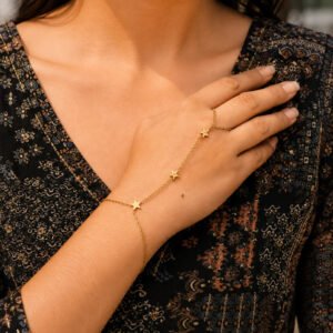 Anti Tarnish Star Hathphool Premium Gold Plated Hand Harness for Women