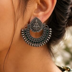 Oxidized Durga Maa Earring Traditional Silver Earrings for Women