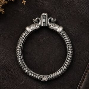 Oxidized Peacock Kada Traditional Silver Peacock Bangle for Women