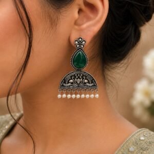 Peacock Stud Earrings – Best Silver Look alike Monalisa Stone Earring