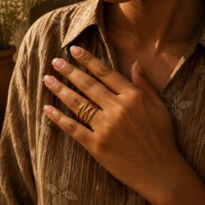 Anti Tarnish Rings Contemporary Gold Plated Open Ring for Stylish Women