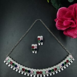Trendy Statement Partywear Chain Necklace with Elegant Stone Work and Modern Design