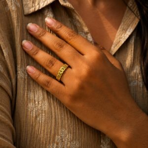 Anti Tarnish Rings Gold Plated Contemporary Bridal Wear Ring