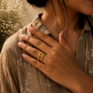 Anti Tarnish Rings Contemporary Gold Plated Open Ring for Modern Women
