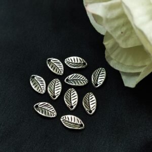 Designer Leaf Motif Silver Plated German Silver Charm Raw Material (10 piece)