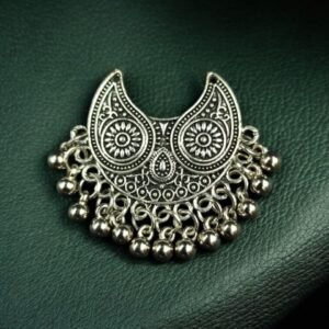 Ghungroo Floral Art German Silver Pendant Raw Material for DIY Jewelry