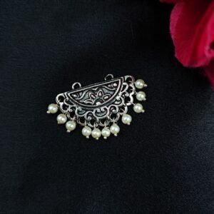 Half Round German Silver Raw Material with Pearl Work for DIY Jewelry Making