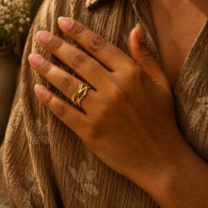Anti Tarnish Rings Contemporary Gold Plated Open Ring for Her