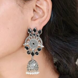 Premium Dangler Oxidized Jhumka Earring With Beautiful Pearl Work Detailing