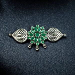 Flower Stone Work German Silver Pendant Raw Material for DIY Jewelry