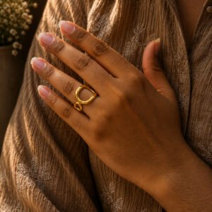 Anti Tarnish Rings Royal Looking Gold Plated Open Ring for Office Women