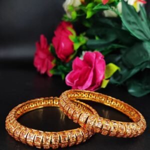 Festive Wear Gold Plated Bangle with Elegant Stone Work Design