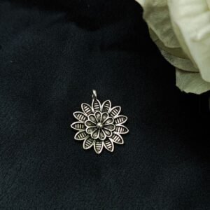 Flower Design German Silver Raw Material Charm