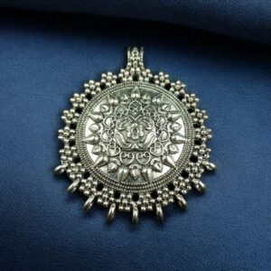 Beautiful Floral Art Festive Silver Plated German Silver Charm for DIY Ethnic Jewelry Making
