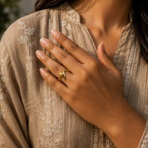 Anti Tarnish Rings Royal Looking Gold Plated Open Ring for College Girls