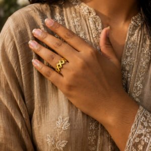 Anti Tarnish Rings Gold Plated Royal Looking Casual Wear Ring