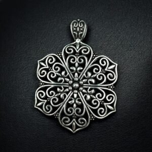 Beautiful Flower Charm Traditional Look Silver Plated German Silver for Premium DIY Jewelry Making