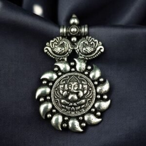 Peacock Ganesha Design German Silver Pendant Raw Material for DIY Jewelry Making Craft Supplies