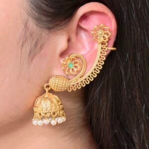 Affordable Design Gold Plated Jhumka Earcuff | Stone & Pearl Traditional Jewelry