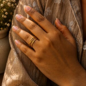 Anti Tarnish Rings Royal Looking Gold Plated Finger Ring for Fashion Lovers