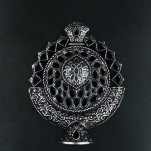Traditional Floral Art Pendant with Stone Work German Silver DIY Jewellery Raw Material for Crafts