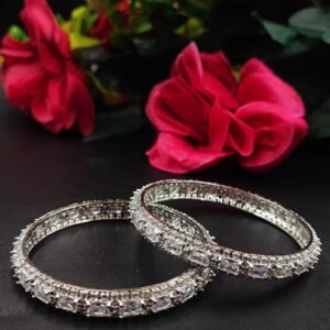 Fashionable Silver Plated AD Bangle for Women Elegant Partywear Jewelry